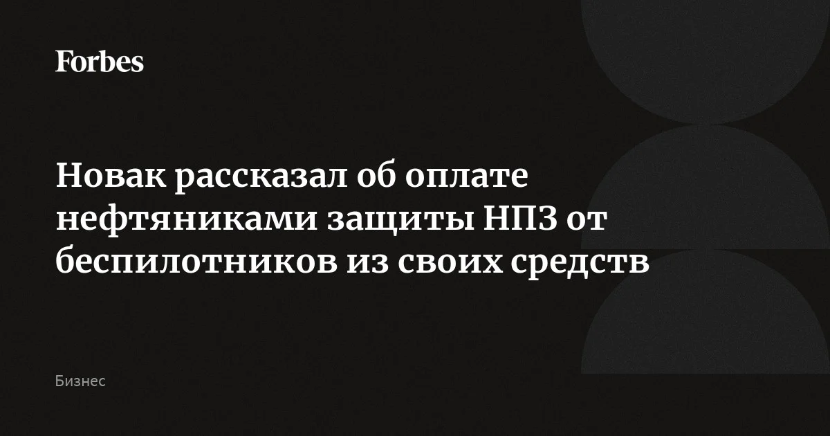 Новак рассказал об оплате нефтяниками защиты НПЗ от беспилотников из своих средств